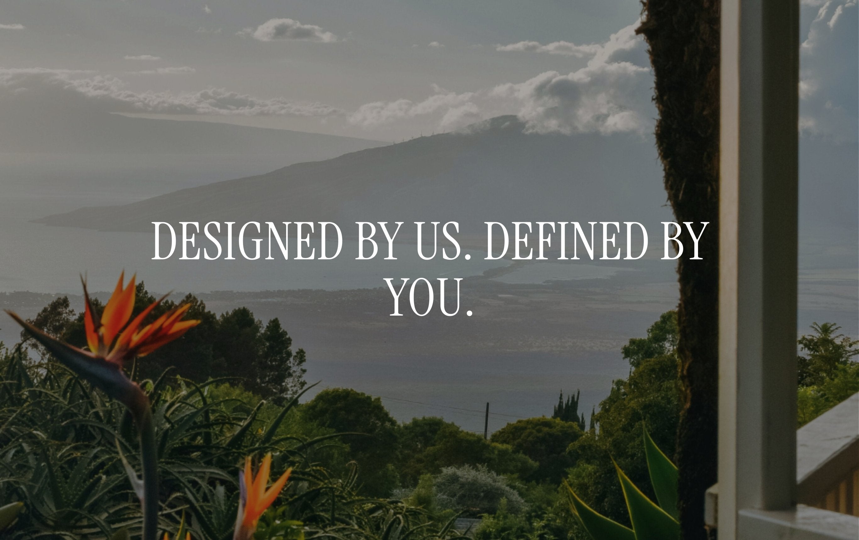 Scenic coastal landscape view in maui hawaii with tropical plants, luxury girls trip travel planning banner for customizable itinerary templates and digital invitation downloads